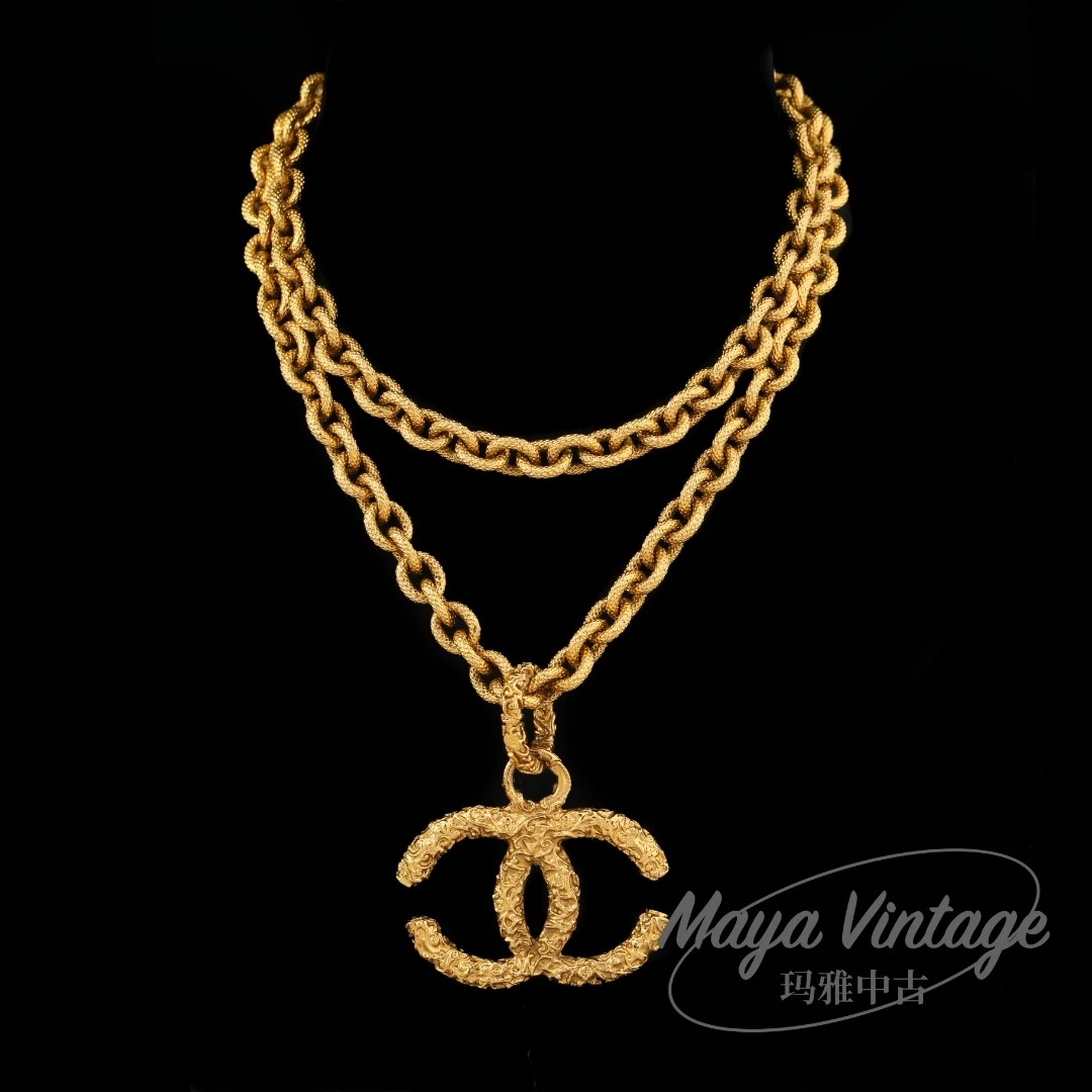 95新 Chanel/香奈儿 中古熔岩双C项链/M34034