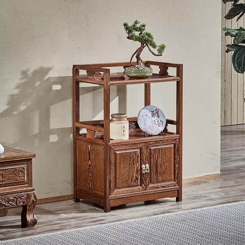 鸡翅木家具红木茶水柜简约客厅小柜子边柜碗柜中式实木餐边柜茶柜