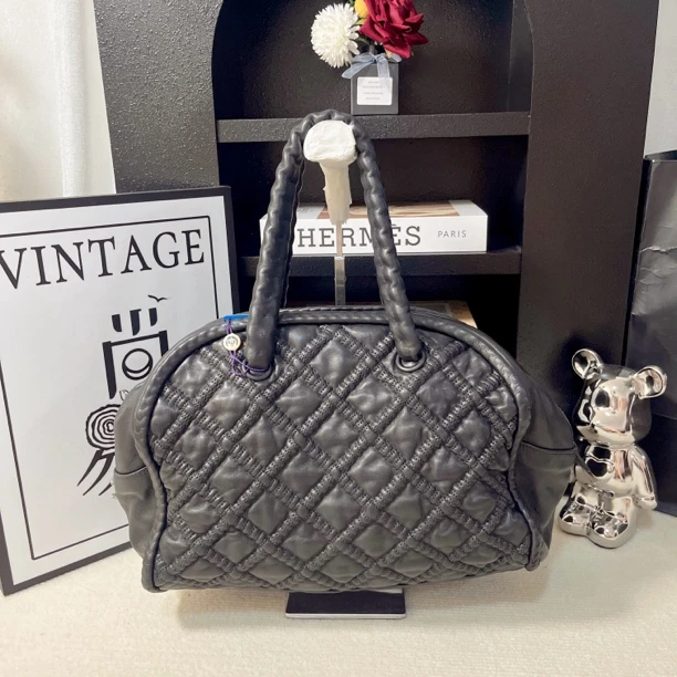 95新 Chanel/香奈儿 保龄球手提肩背 全原正品 菱形格纹 时尚肩包