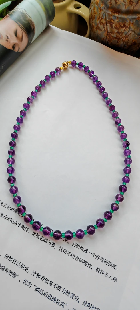 铜合金仿水晶项链 公主风紫九紫离火运好运项链孤品原创设计