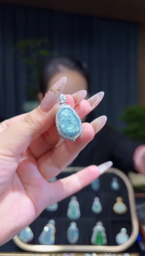 【闪购商品】翡翠颈饰银S925镶嵌财神/多样性发货/一件