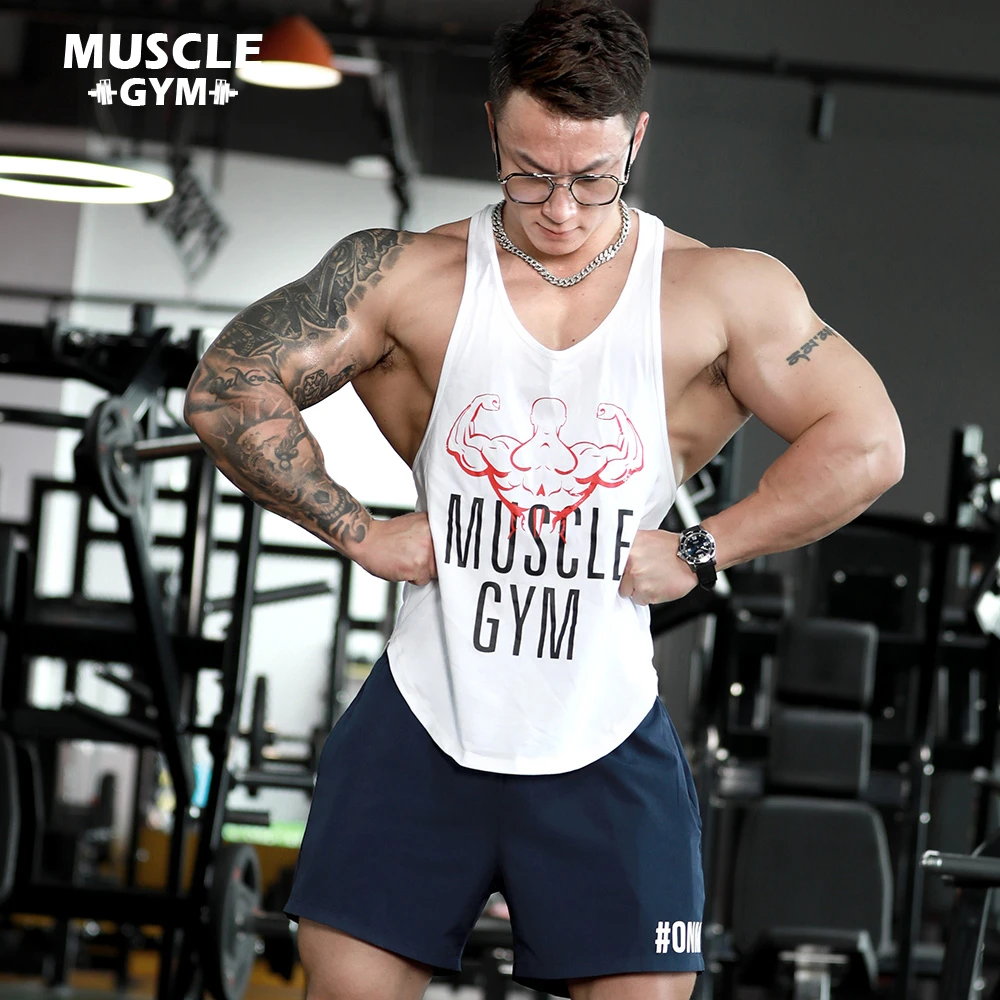 健身背心男健美工字运动坎袖美式健体撸铁欧版大码宽松吸汗健身衣