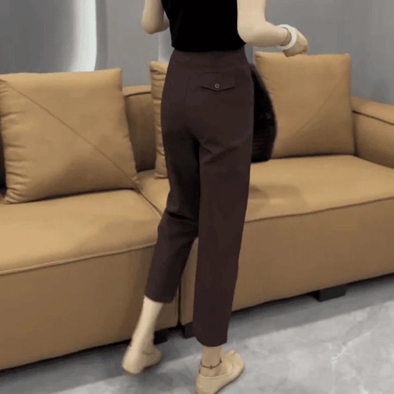 梨形身材显瘦大码休闲裤子女2025早秋季新款九分直筒哈伦裤西装裤