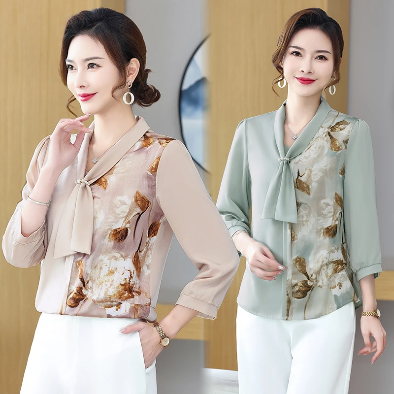 母亲节夏季春夏新款国风小衫洋气百搭国风中老年中年妈妈夏装套装