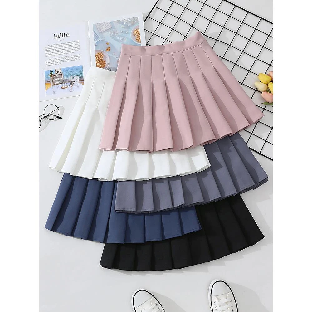 百褶裙女半身裙黑色高腰a字显瘦夏季西装料春秋百搭小个子短裙裤