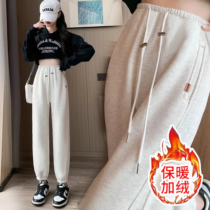 孕妇裤子秋冬外穿冬季加绒加厚2023新款无托腹卫裤冬天运动裤冬装