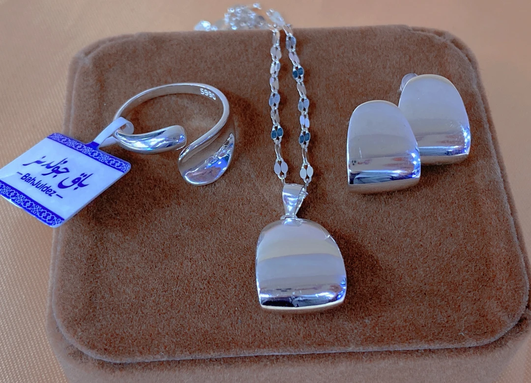 足银银制品 足银时尚饰品bahjoldez手工白色纯银三件套项链套装