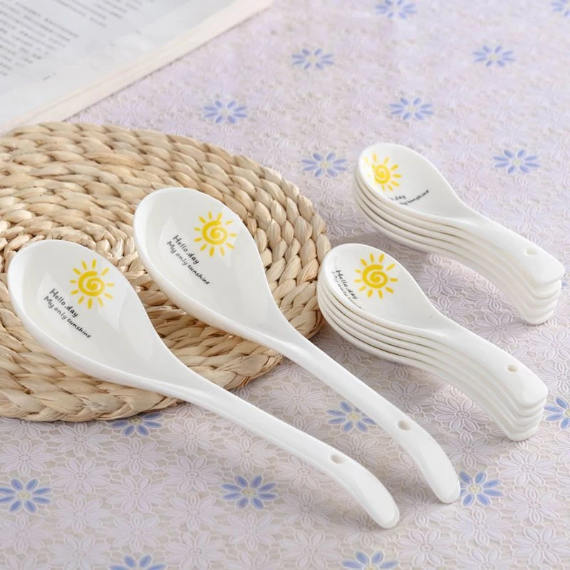【粉丝专享】陶瓷小勺子家用饭勺小调羹汤匙汤勺酒店饭店用