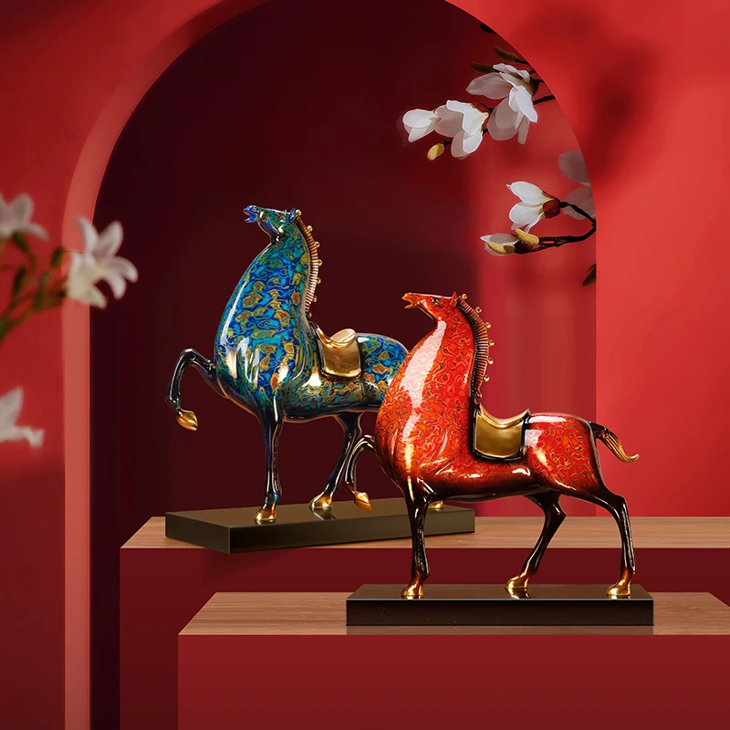 红色铜工艺轻奢摆件高档工艺品大漆马送领导送亲戚自留