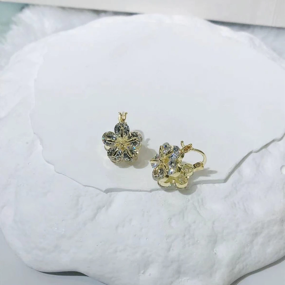 铜合金耳饰 高品锆石双面花耳钉