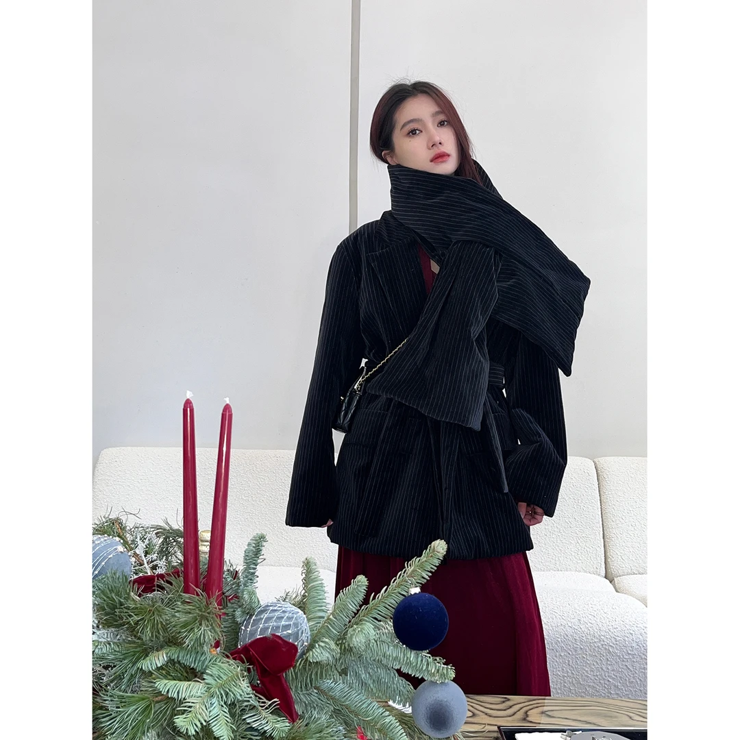 cunblvd常存  东京爱情故事 日本进口丝绒条纹外套