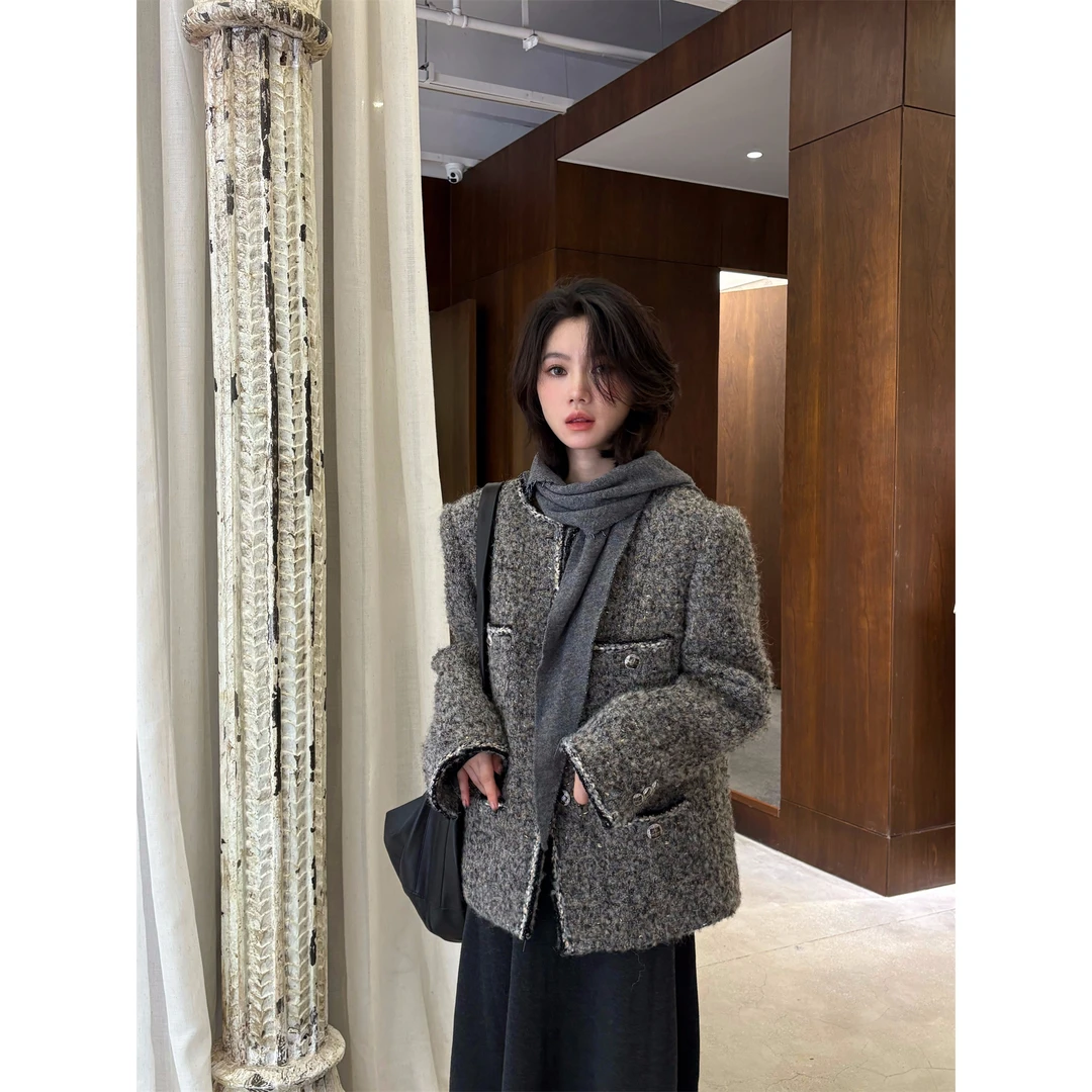 真好！常存CUN BLVD 重磅花纱羊毛粗花呢轻奢小香外套