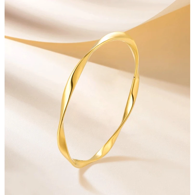 [抖音质检 现货]黄金手镯5D莫比乌斯环手镯年轻人 足金999 卡4mm