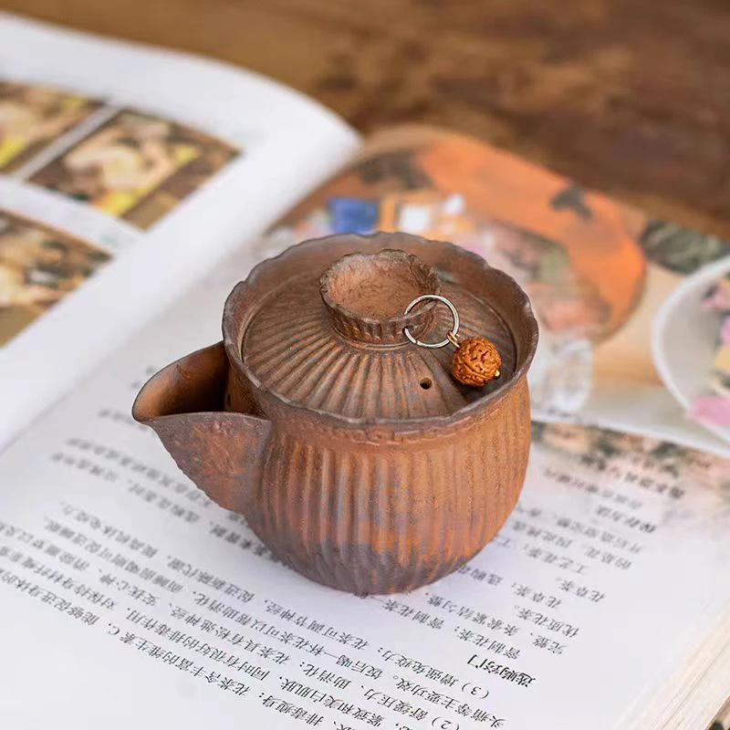 复古日式陶瓷泡壶创意手抓壶粗陶原矿老岩泥纯手工宝瓶茶壶
