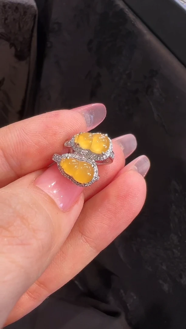 【闪购商品】翡翠耳饰18K金镶嵌耳饰