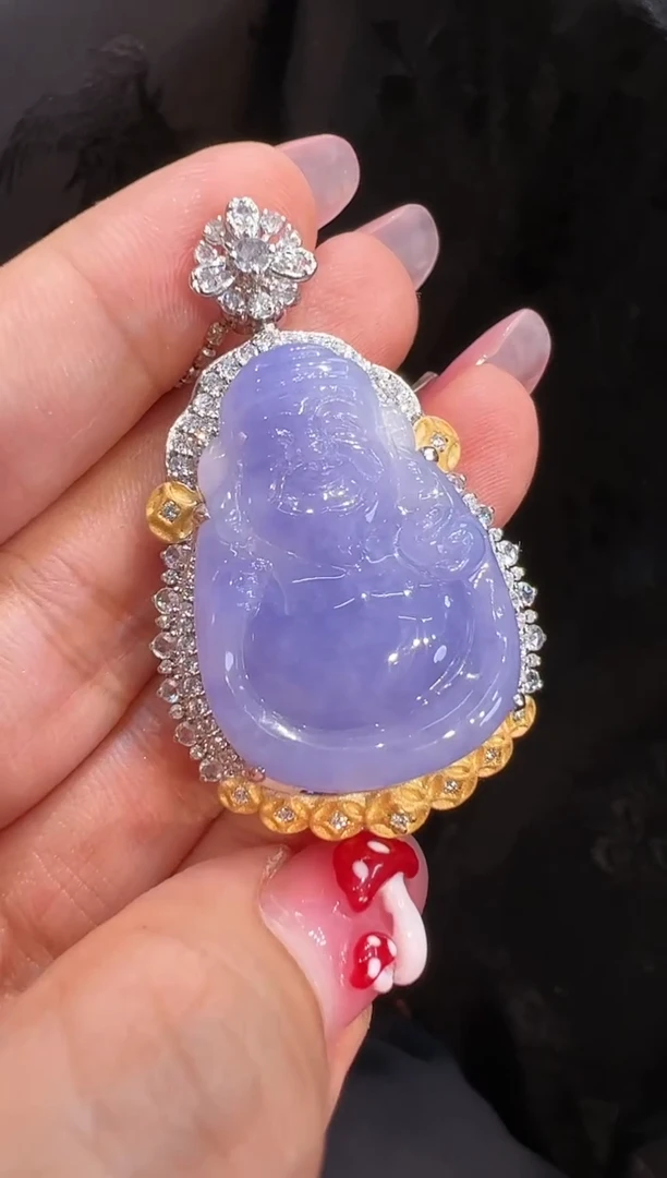 【闪购商品】翡翠颈饰18K金镶嵌吊坠