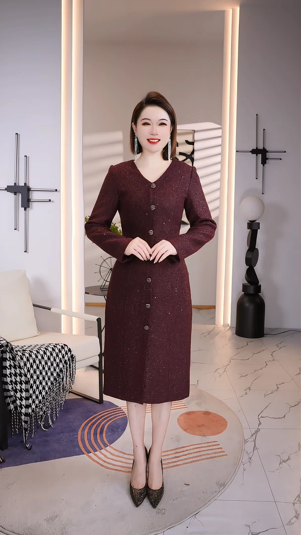 【深圳薇姐清仓】K高端大码原创遮肉显瘦连衣裙  K205