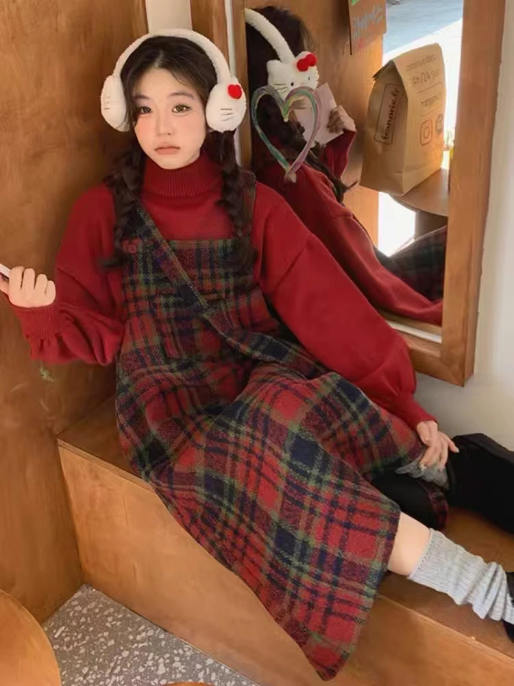 冬季可爱百搭背带裙上衣套装-1519