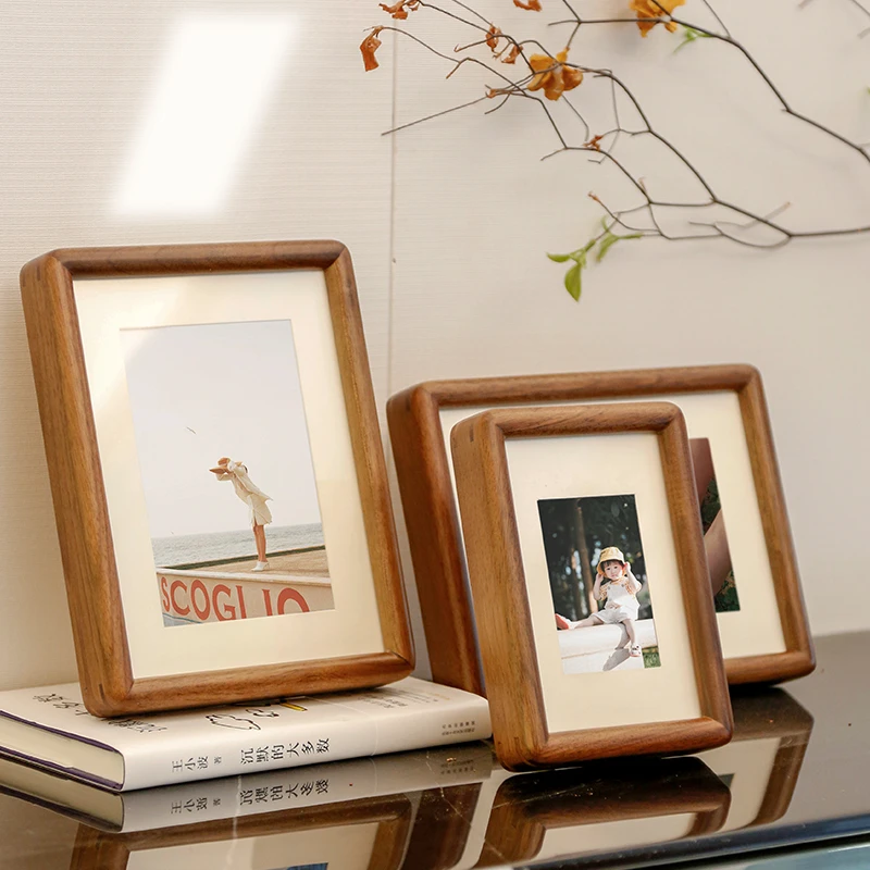 黑胡桃木实木相框客厅画框摆件相册框摆台儿童宝宝纪念照片展示框