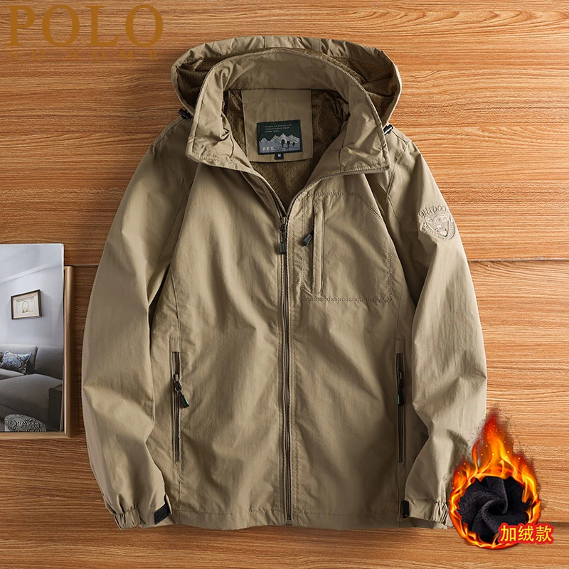 保罗外贸外套男风衣秋冬科技三防冲锋衣休闲宽松外衣户外加绒夹克