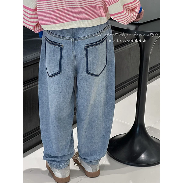 K23601韩国童装女童春秋牛仔裤儿童裤子2025秋宽松直筒裤洋气长裤