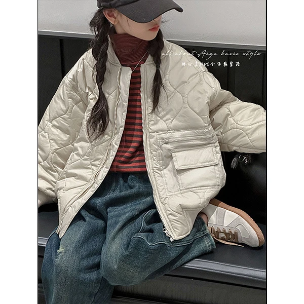 K24997韩国童装女童棒球棉衣儿童冬装洋气外套女大童加厚棉服袄潮