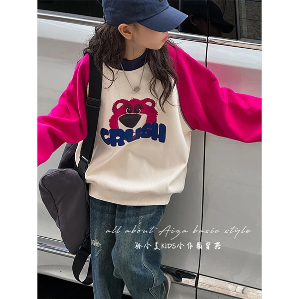 K23155韩国童装女童加绒卫衣儿童加厚上衣2025新款秋冬装女大童潮