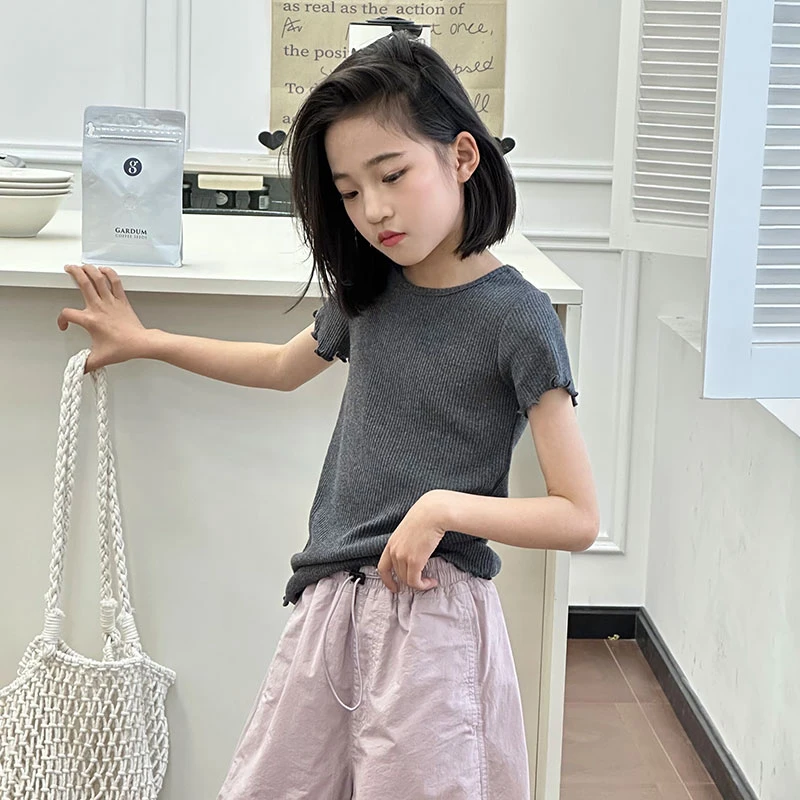 K26261韩版女童童装2025新款短袖t恤休闲春夏款百搭洋气中大童潮t