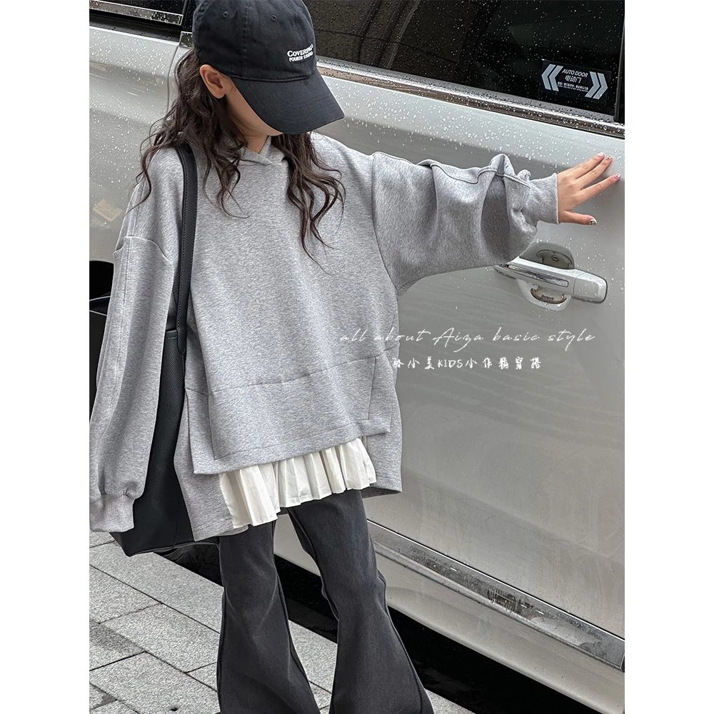 K24291重工韩国童装女童连帽卫衣春秋款儿童洋气上衣长袖春装潮款