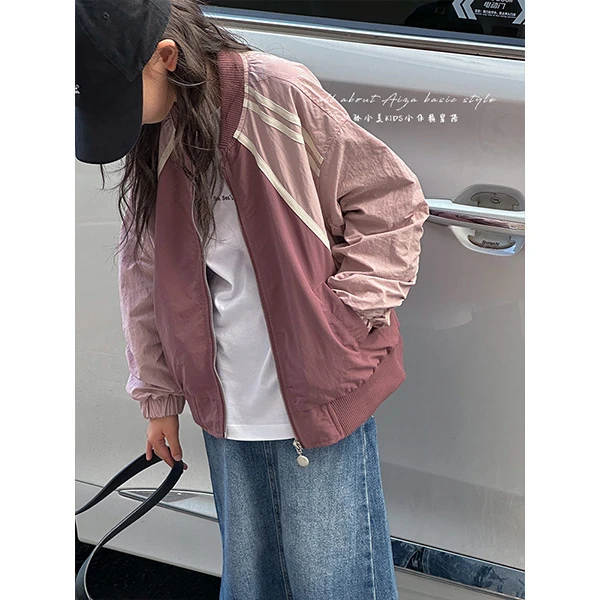 K24190韩国童装女童棒球服儿童外套春装网红洋气夹克女孩上衣潮款