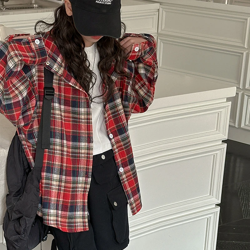 K25669韩国女童春秋装格子衬衫2025新款儿童衬衣外套大童长袖上衣