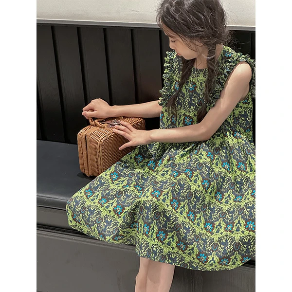 K24136韩国童装夏装女童碎花连衣裙儿童无袖裙子2025新款公主裙潮