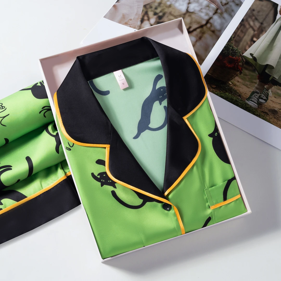 DAVINCIART2025可爱印花睡衣女春夏款长袖长裤女家居服套装薄款