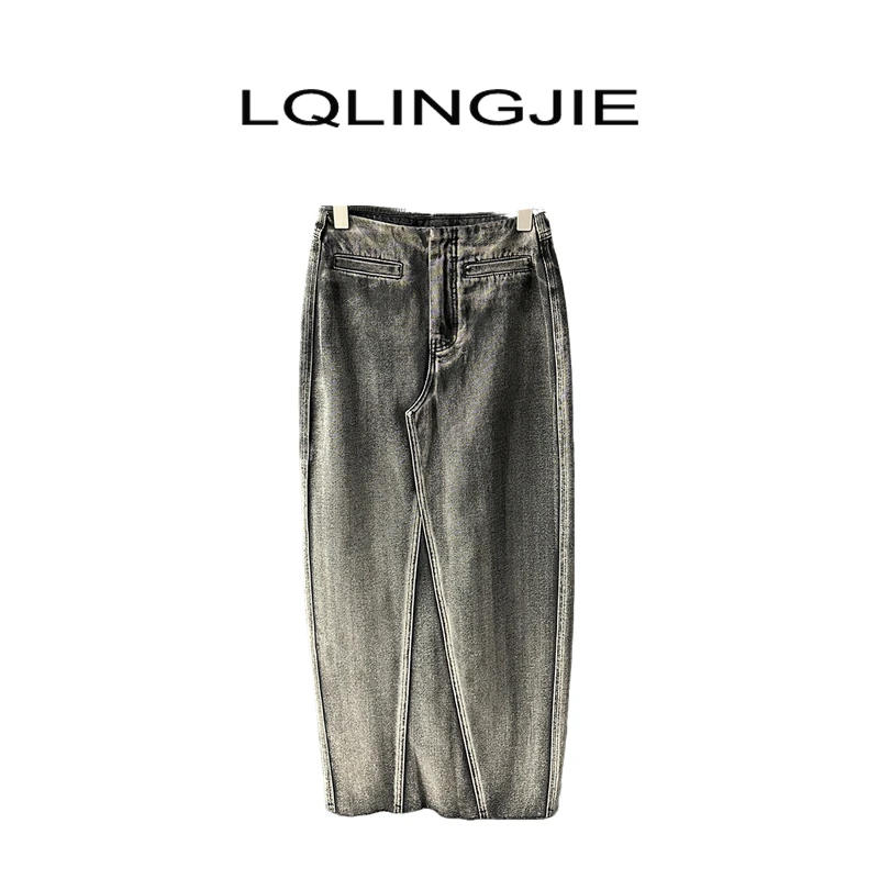 【Q-俏俏】 202设计款做旧宽松复古时尚牛仔裙11107