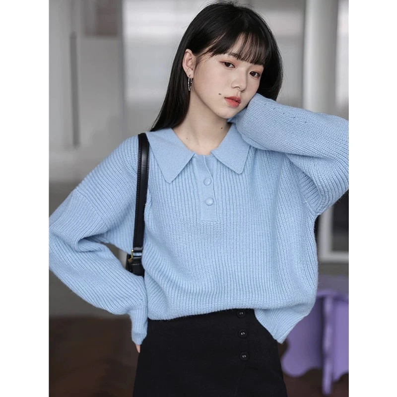 【苹果现货清清】XQ2081新款显瘦POLO领毛衣