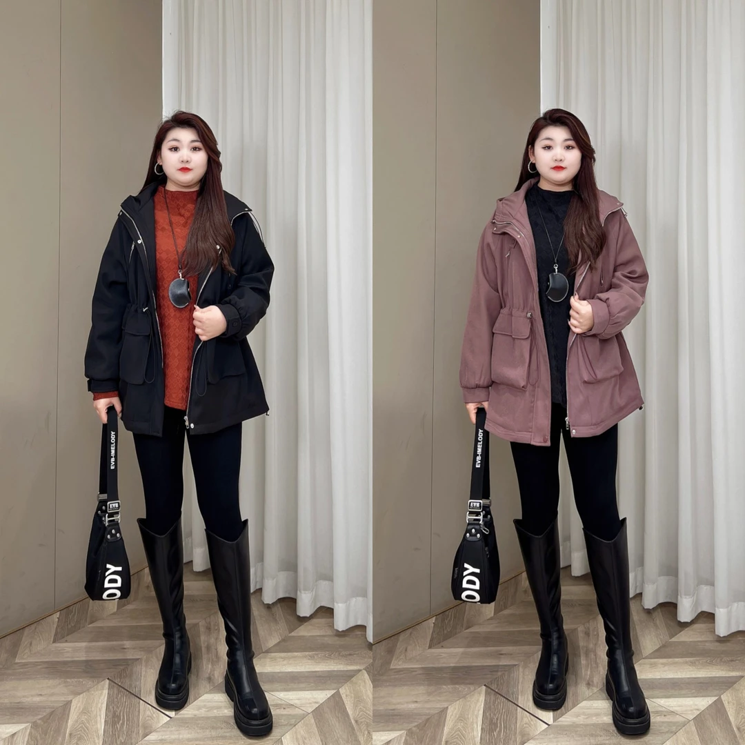 【仅外套】PMM81563秋冬新款宽松连帽抽绳加棉时尚休闲派克服外套