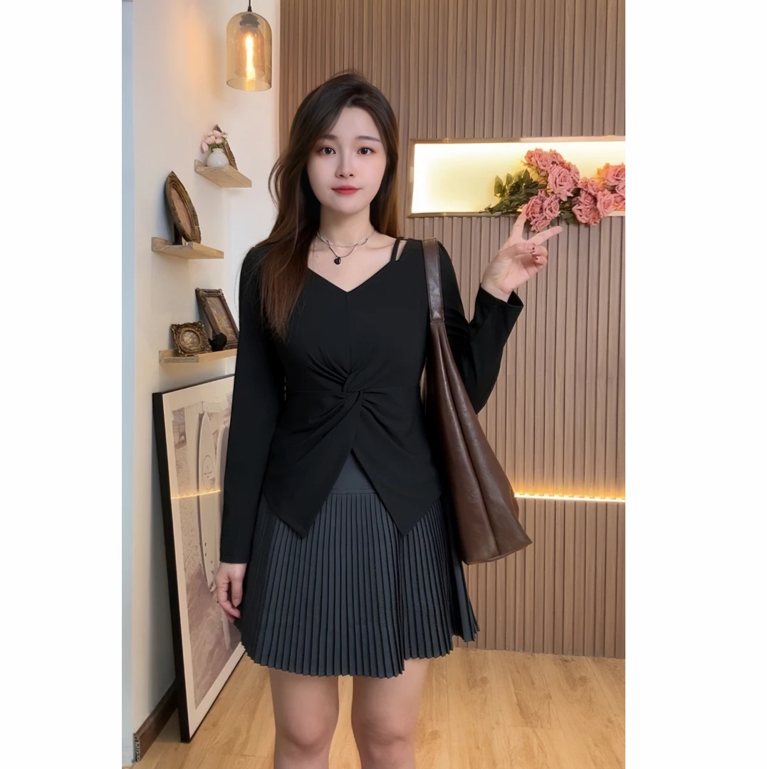 【仅上衣】花老爷秋冬新款镂空不规则上衣HLY3080