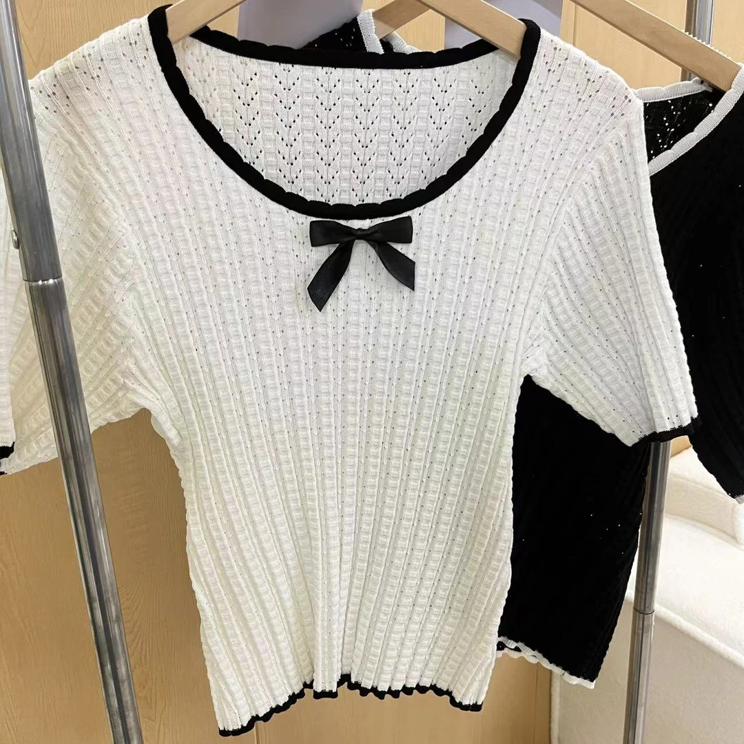 【苹果现货清清】2024夏季新款时尚百搭撞色套头针织衫CCC11165