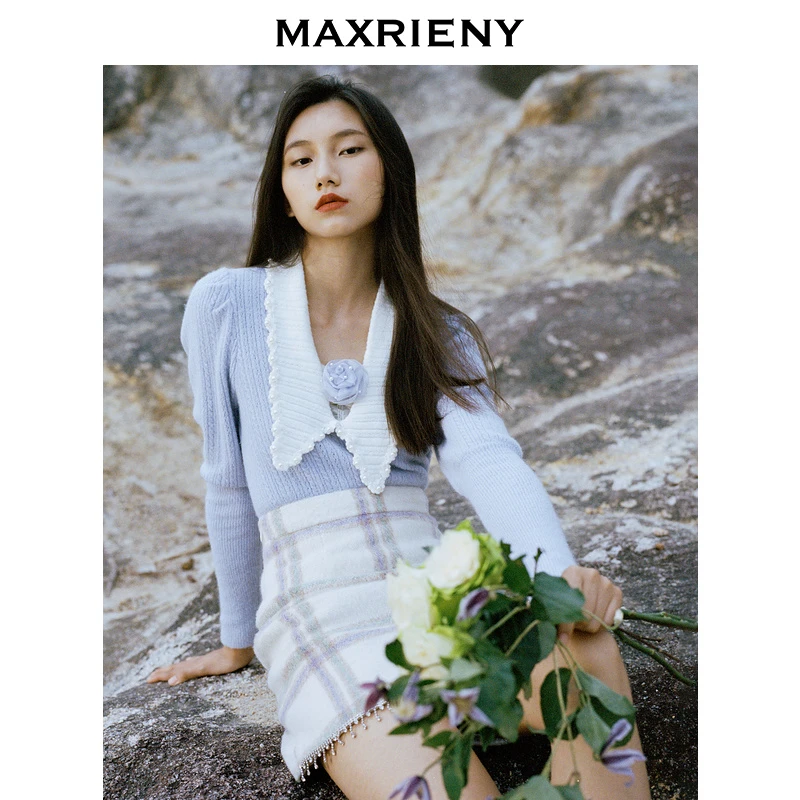 MAXRIENY午夜巴黎针织衫毛衫冬季新款上衣女新年穿搭