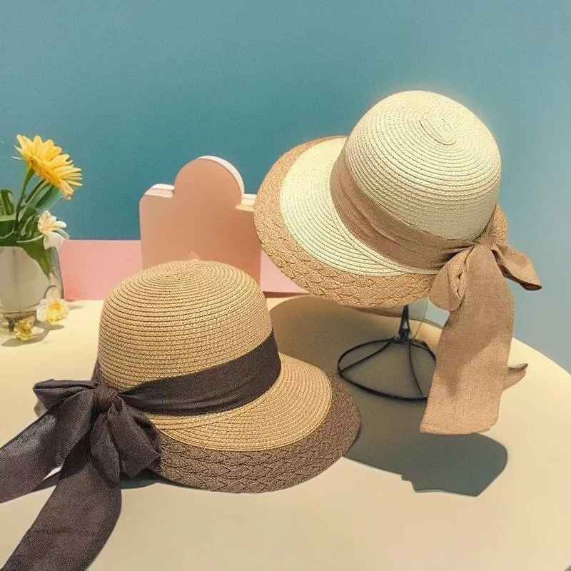 草帽夏女遮阳帽可折叠大檐防紫外线时尚太阳帽防晒遮脸夏季凉帽子