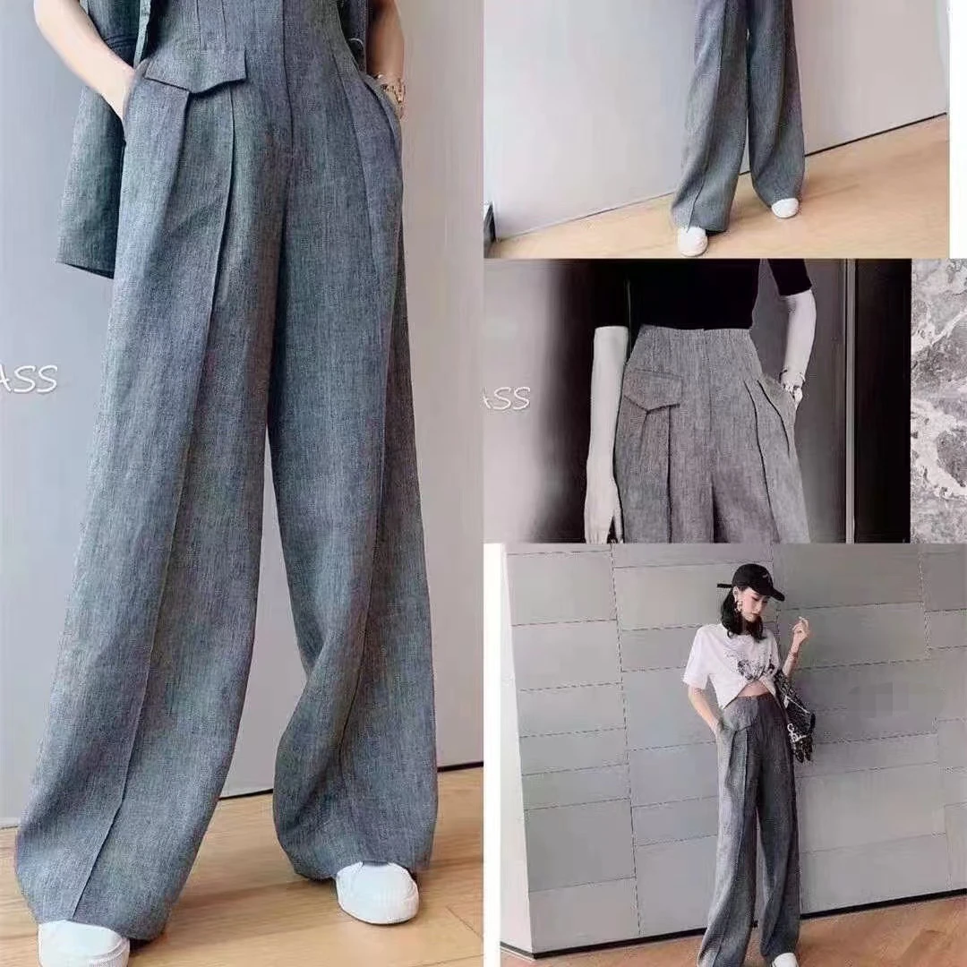 No退换5100252高腰长款亚麻直筒裤