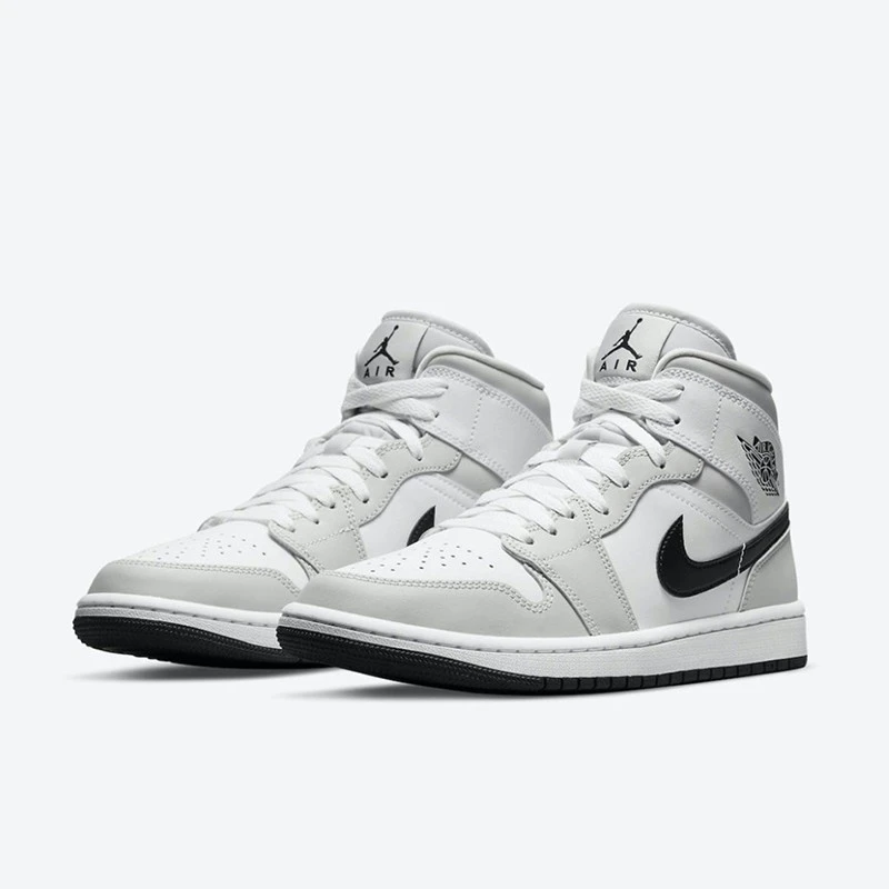 Air Jordan 1 Mid AJ1白灰色 男女同款 中帮休闲篮球鞋BQ6472-015