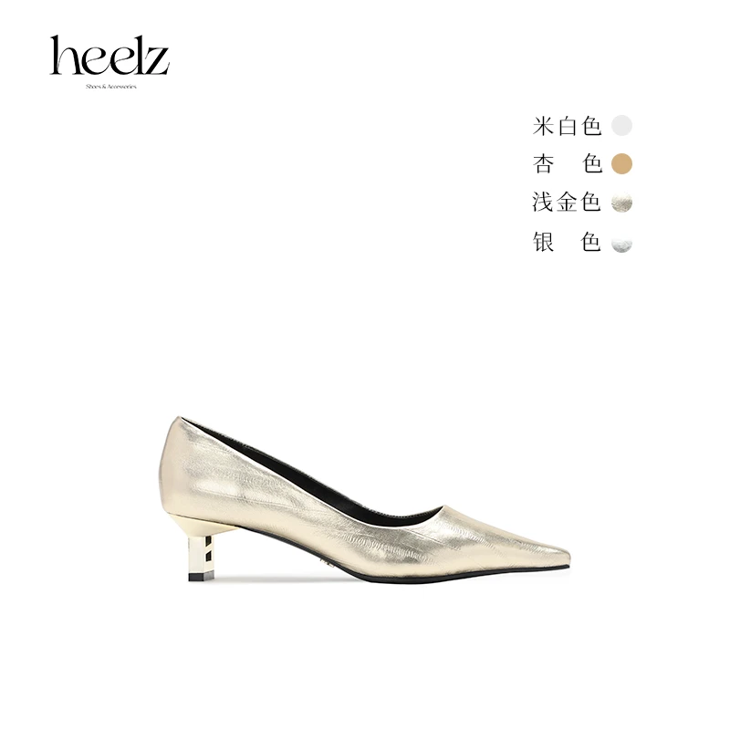 heelz设计师手工鞋履 ｜H小猫跟羊皮单鞋鸭嘴头45mm