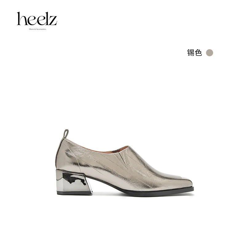 heelz设计师手工鞋履｜Gentlewoman鳗鱼纹牛皮粗跟乐福鞋英伦风
