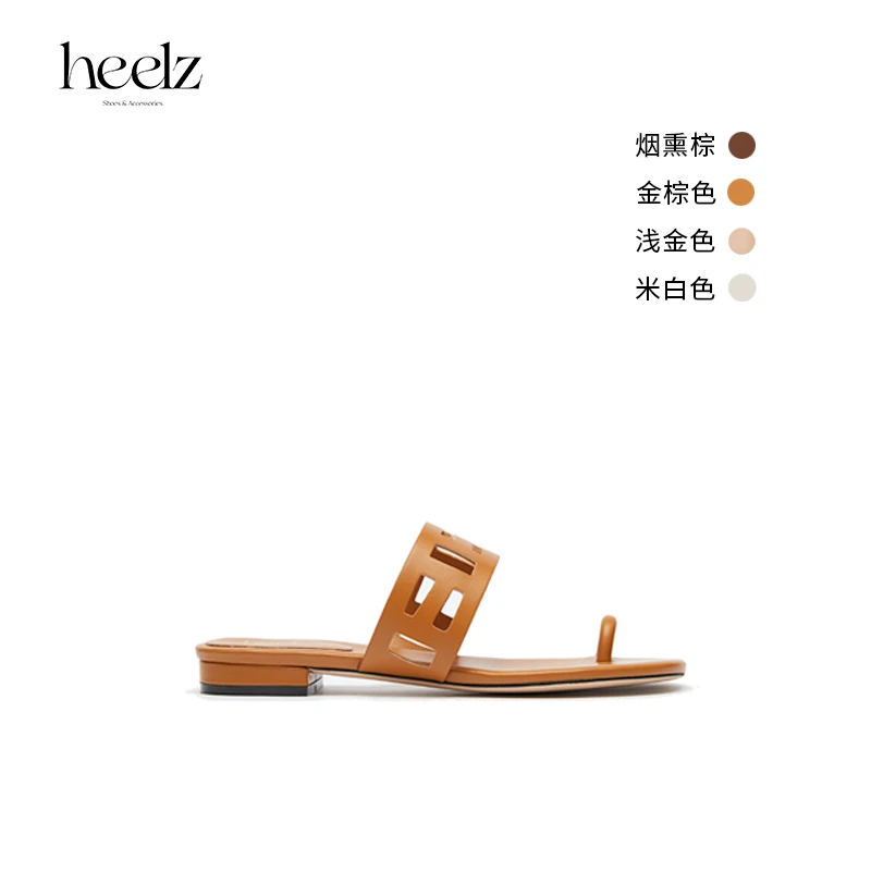 Heelz设计师鞋履｜Hebe极简几何镂空平底凉鞋羊皮夏季【正码正拍】