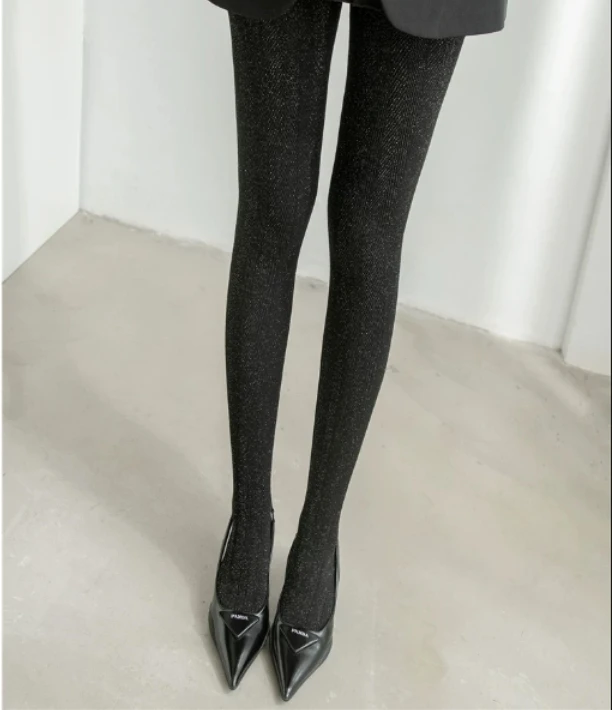 裤袜秋冬百搭时尚长筒袜紧身新国风女袜网红显瘦黑色打底裤春秋