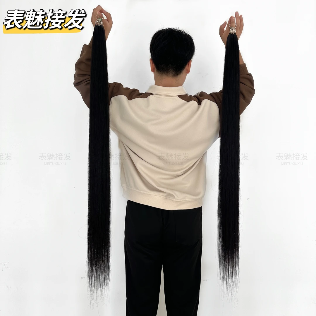 超长100厘米3代无折头羽毛接发真发送钩针加水晶线