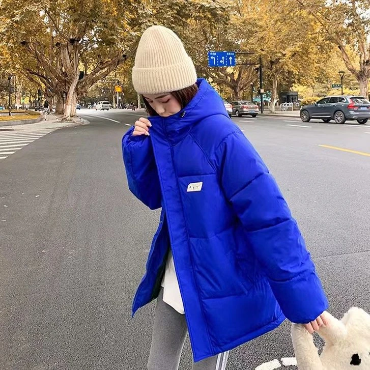 922款-秋冬新款连帽克莱因蓝潮流时尚棉服外套