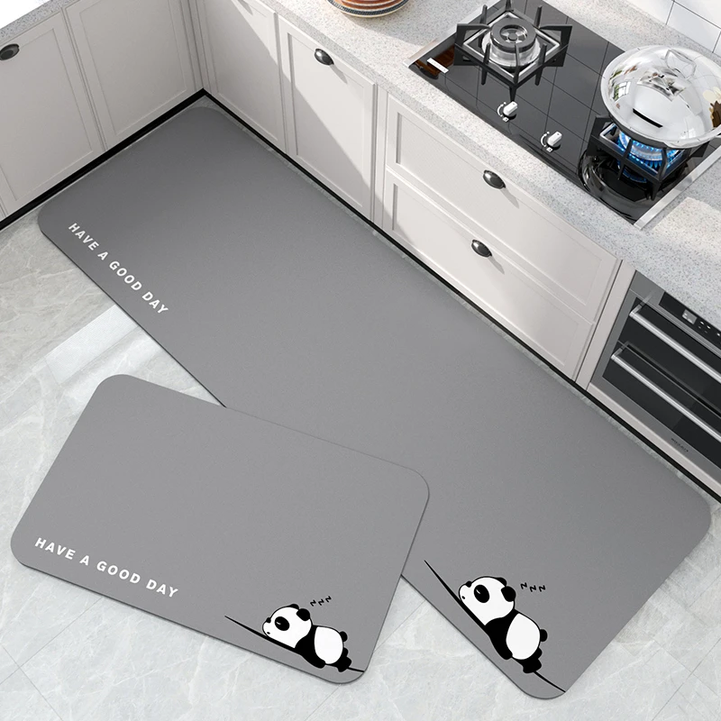 硅藻泥厨房吸水吸油防滑速干耐脏地垫轻奢简约速干家用长条踩脚垫