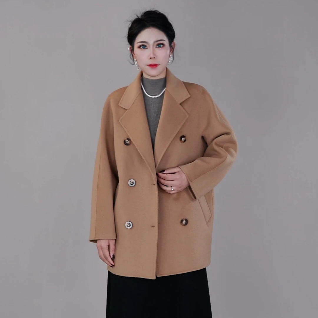 【%山羊绒大衣】2024新款秋冬双面山羊绒双面绒大衣外套冬季加厚